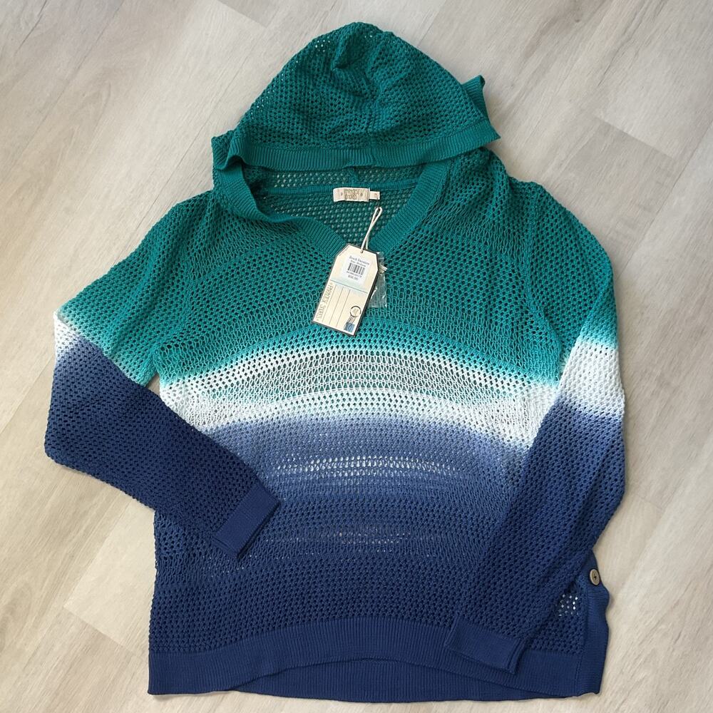 Paradise Shores Multicolor Womens Medium Hooded Beach Sweater NWT